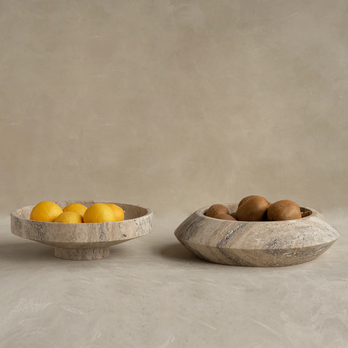 Silver travertin bowl met voet ø26cm