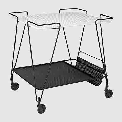 Trolley with newspaper holder black & white